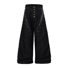 CapCabin Panel-Detail Wide Leg Denim Pants