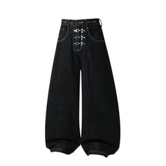 CapCabin Hardware Strap Wide-Leg Jeans
