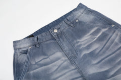 CapCabin Washed Wrinkle Effect Denim Jeans