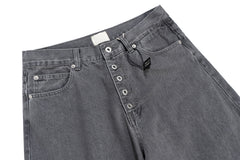 CapCabin Button-Fly Washed Denim Pants
