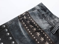 CapCabin Washed Studded Wide-Leg Jeans