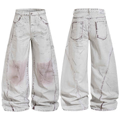 CapCabin Washed Panel Denim Pants