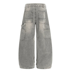 CapCabin Washed Utility Distressed Denim Jeans