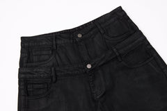 CapCabin Double-Waist Washed Wide-Leg Jeans