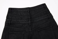 CapCabin Double-Waist Washed Wide-Leg Jeans