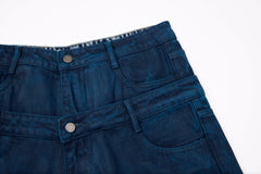 CapCabin Double-Waist Washed Wide-Leg Jeans