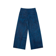 CapCabin Double-Waist Washed Wide-Leg Jeans