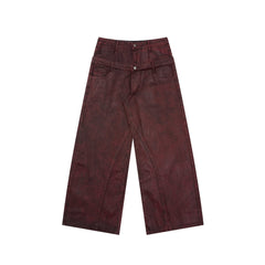 CapCabin Double-Waist Washed Wide-Leg Jeans