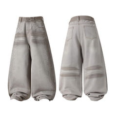 CapCabin Washed Balloon Fit Denim Pants