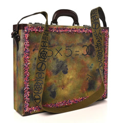 Washed Toile Graffiti On The Pavements Briefcase Khaki Multicolor