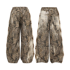 CapCabin “Leopard Fur-Trim Wide-Leg Jeans”