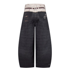CapCabin “Layered Distress Patch Denim Pants”