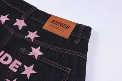 CapCabin Double Waist Star Denim Pants