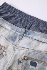 CapCabin Layered Waist Distressed Jeans