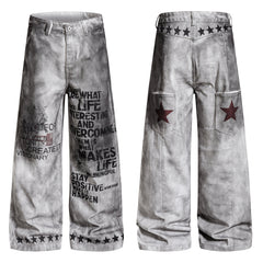 CapCabin Graphic Washed Wide-Leg Pants