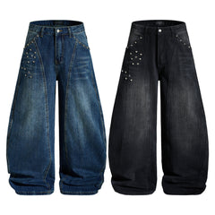 CapCabin “Studded Panel Denim Jeans”