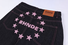 CapCabin Double Waist Star Denim Pants