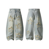 CapCabin “Star Distressed Wide-Leg Jeans”