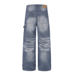 CapCabin Washed Wrinkle Effect Denim Jeans
