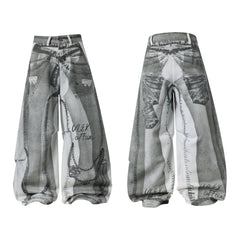CapCabin Graphic Panel Wide-Leg Pants