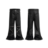 CapCabin Blade-Cut Zip Leather Pants