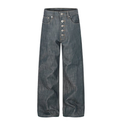 CapCabin “Washed Grey Button Denim Jeans”