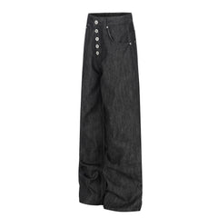 CapCabin “Black Raw Button Denim Jeans”