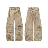 CapCabin “Vintage Distressed Panel Jeans”