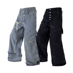 CapCabin Distressed Panel Denim Pants
