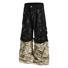 CapCabin Washed Utility Cargo Denim Pants
