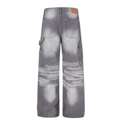 CapCabin Washed Wrinkle Effect Denim Jeans