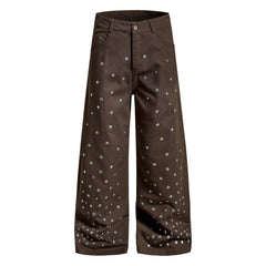 CapCabin Stud Detail Wide-Leg Pants