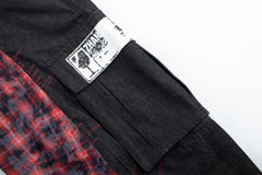 CapCabin Layered Plaid Panel Wide-Leg Pants