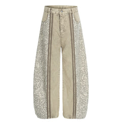 CapCabin Leopard Panel Denim Pants
