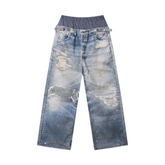 CapCabin Layered Waist Distressed Jeans
