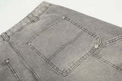 CapCabin Washed Utility Distressed Denim Jeans