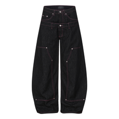 CapCabin Double Waist Star Denim Pants