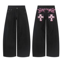 CapCabin Cross Pocket Graphic Wide-Leg Jeans