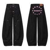 CapCabin Double Waist Star Denim Pants