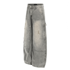 CapCabin Washed Utility Distressed Denim Jeans