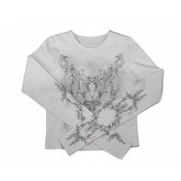 Grunge Y2K Tattoo Graphic Long Sleeve Top