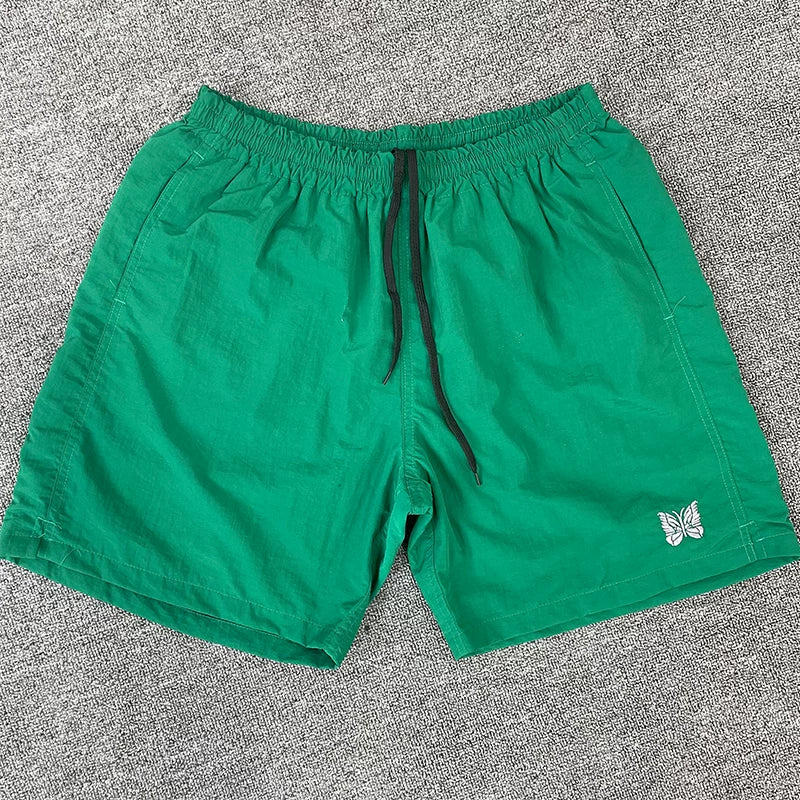 Needles Style Embroidered Butterfly Drawstring Shorts - Grass Green