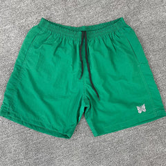 Needles Style Embroidered Butterfly Drawstring Shorts - Grass Green