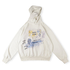 Saint Vanity Artistic Graffiti Graphic Hoodie - Off-White