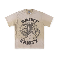 SAINT VANITY Winged Creature Graphic Short-Sleeve T-Shirt - Khaki / Vintage Wash