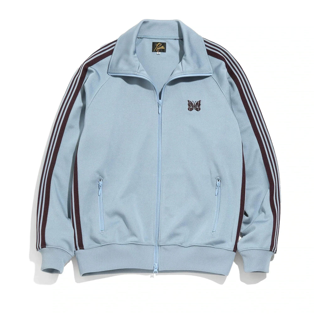 Needles Style Embroidered Butterfly Track Jacket - Light Blue/Burgundy
