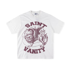 SAINT VANITY Winged Creature Graphic Short-Sleeve T-Shirt - White / Maroon