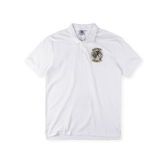 SAINT VANITY Embroidered Patch Short-Sleeve Polo Shirt - White
