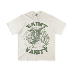 SAINT VANITY Winged Creature Graphic Short-Sleeve T-Shirt - Cream
