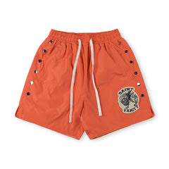SAINT VANITY Graphic Side-Snap Nylon Shorts - Orange